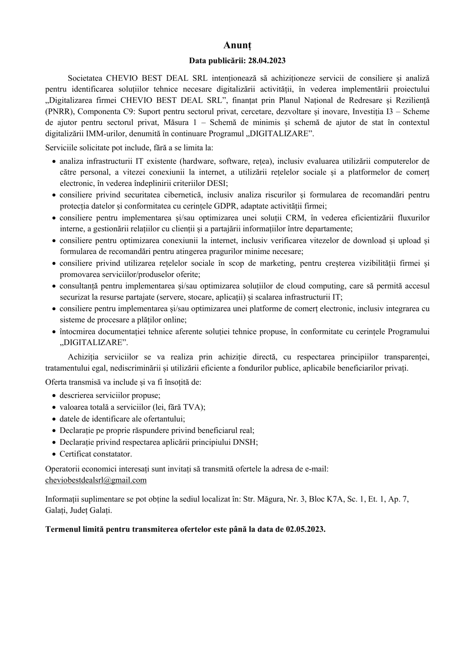 Anunt_achizitie_CHEVIO_BEST_DEAL_SRL-1