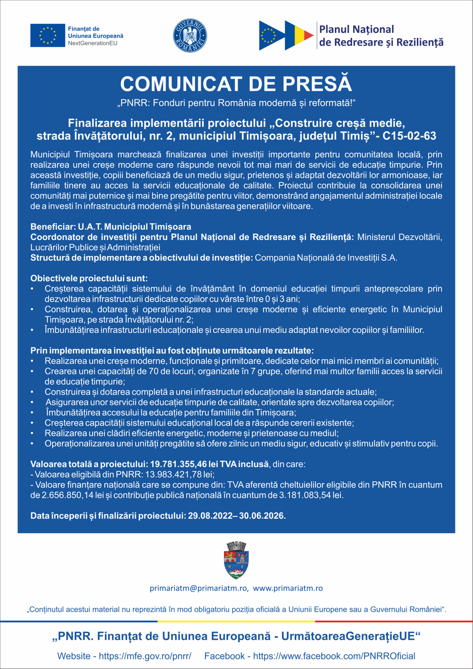 Timisoara_Construire cresa_Comunicat _online_25 iunie-1