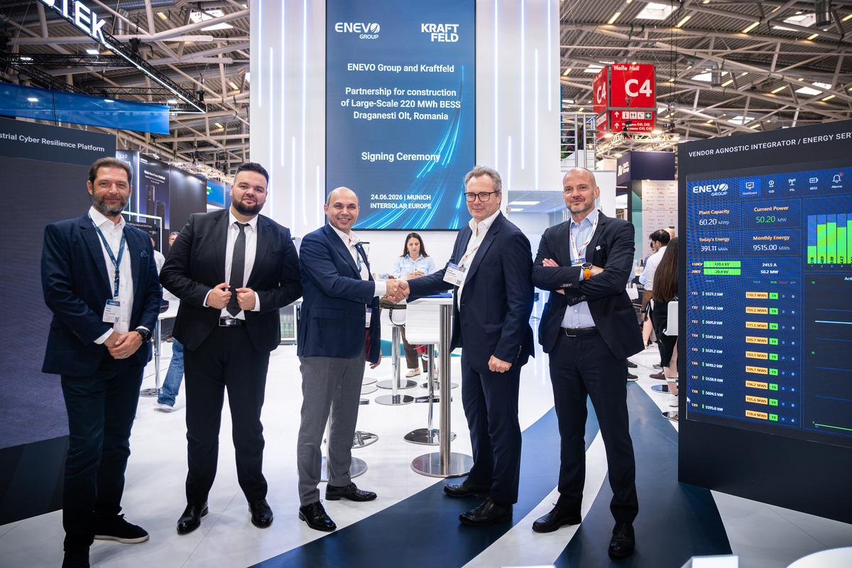 ENEVO Group și Kraftfeld semnează contractul EPC pentru un proiect de stocare în baterii de 220 MWh la Drăgănești-Olt