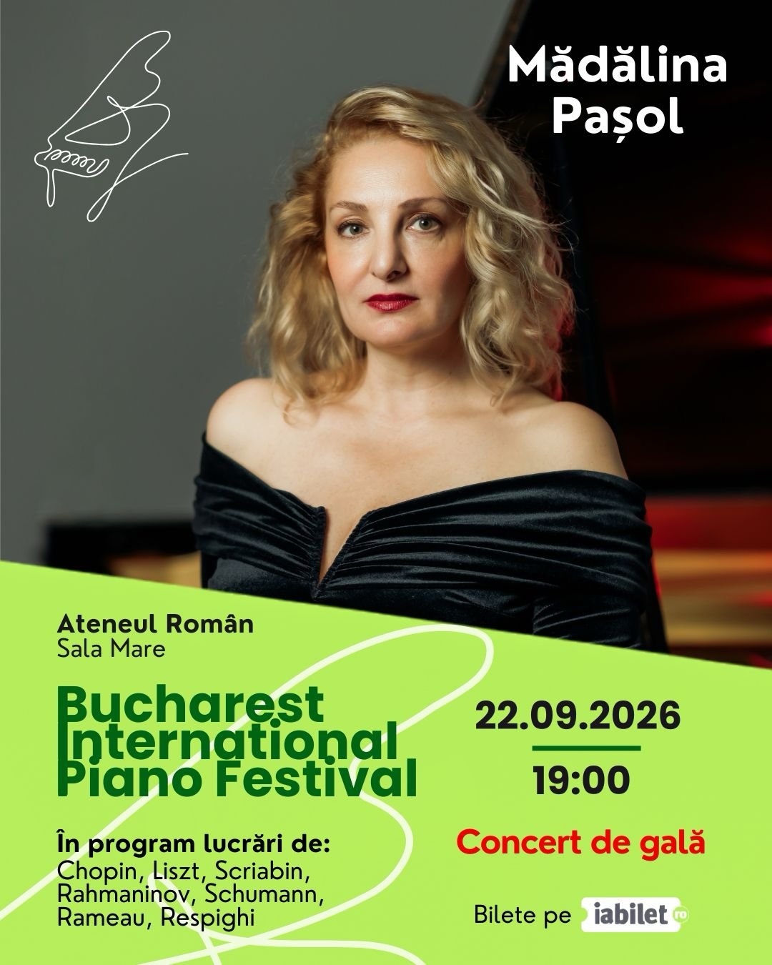 Eveniment de marcă: Mădălina Pașol, Cătălin Șerban, David Kadouch, Mihai Ritivoiu, recital de pian solo la Ateneul Român