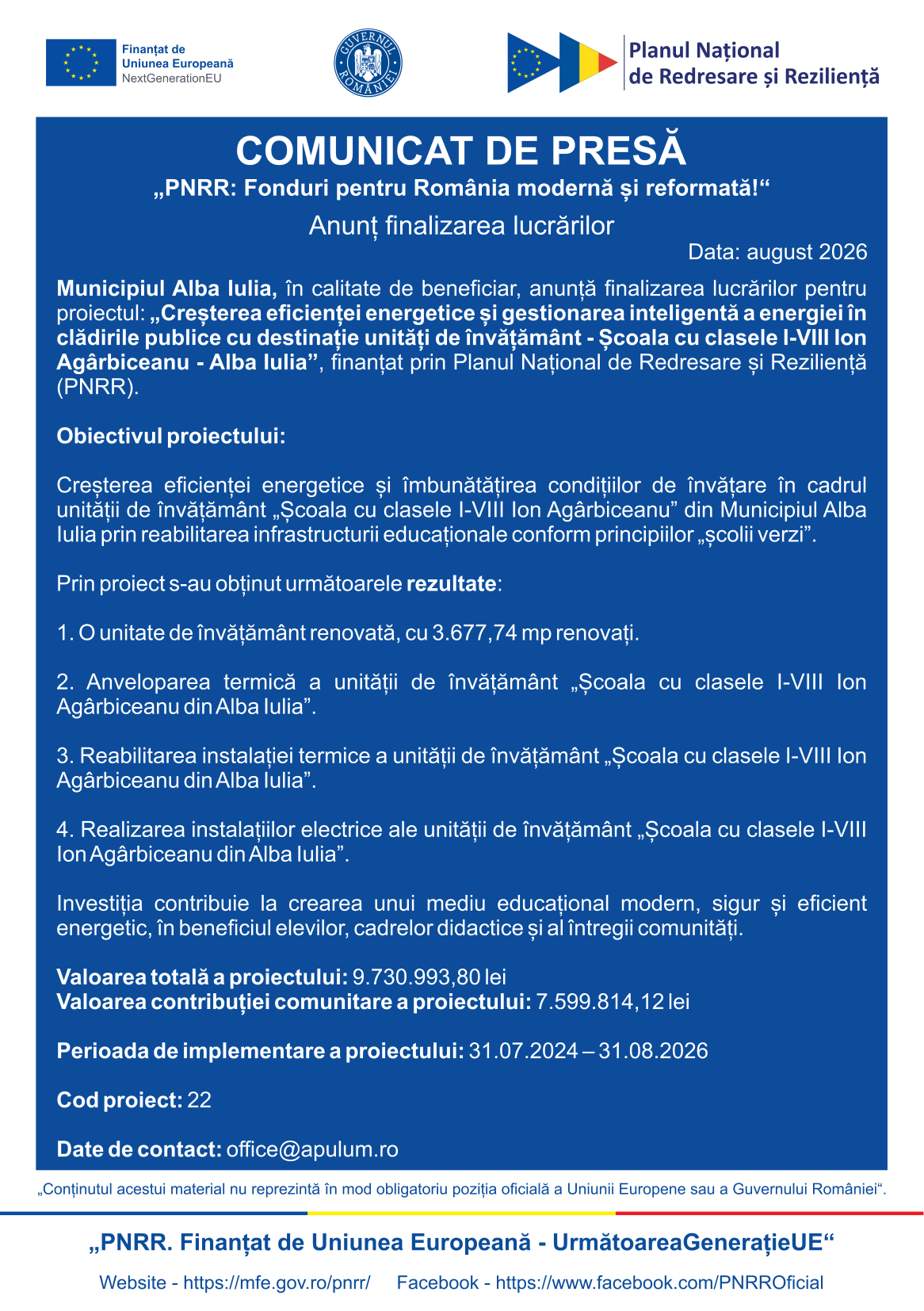 Alba Iulia_Agarbiceanu_comunicat de presa online-1