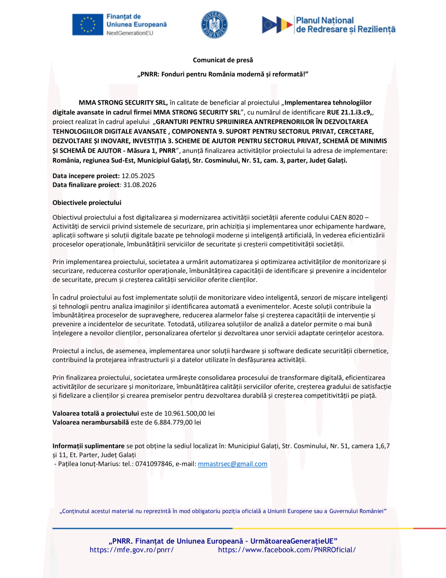 Anunt de presa final proiect - MMA-2