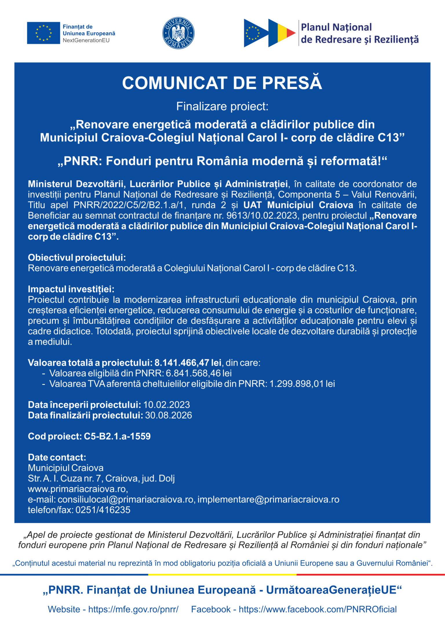 Craiova Carol 1_Comunicat de presa online_19 august-1