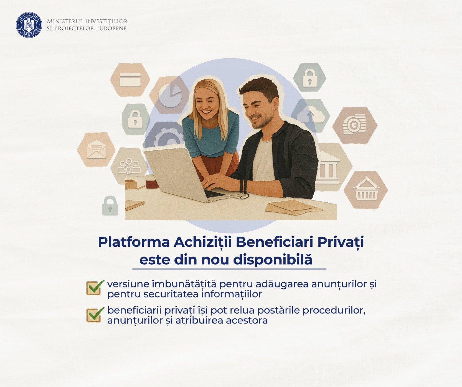 Aplicația Achiziții Beneficiari Privați poate fi utilizată din nou