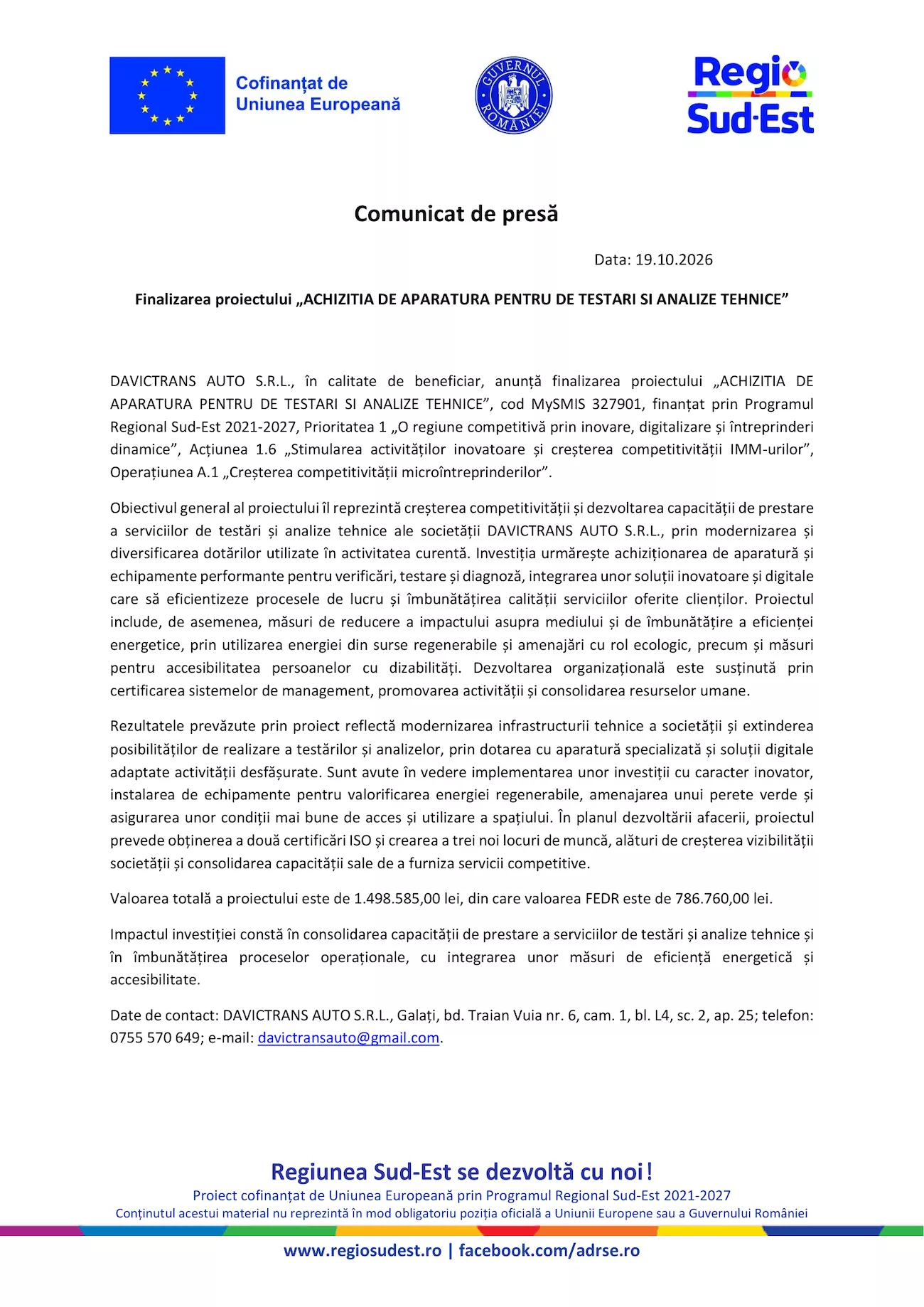 davictrans-anunt-finalizare-proiect