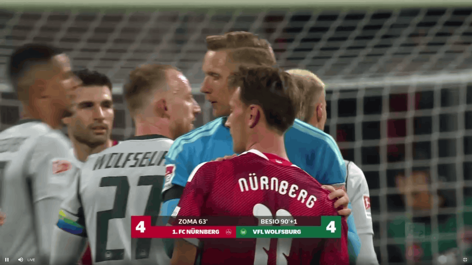 Zweite Bundesliga: Nürnberg remizează (4-4) pe teren propriu cu Wolfsburg, după un meci cu un final dramatic
